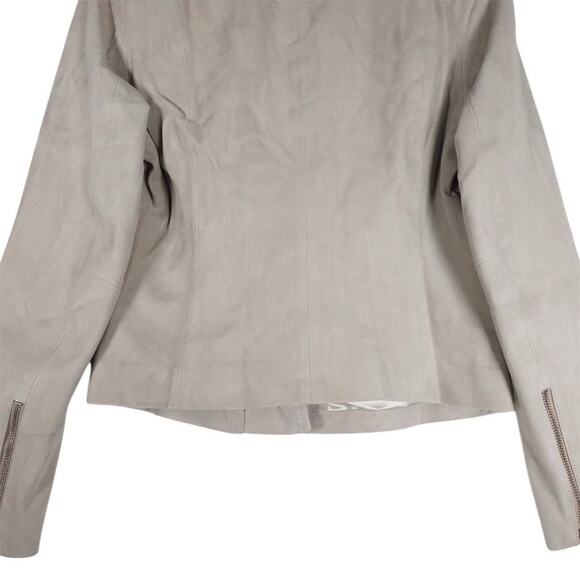 Quince Women's Size XS Biker Jacket Sand Tan 100% Suede Zip Casual NWT - Picture 13 of 13